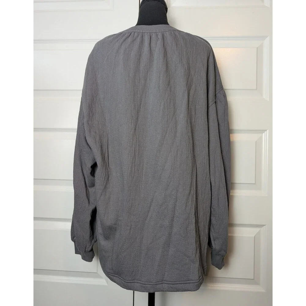 NWOT Aerie Size M Easy Street Gauze Sweatshirt  Tassel Tie Grey Oversized Boho - Picture 5 of 11